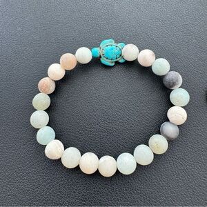 Bracelet  Turquoise Turtle with Matte Finish Beads